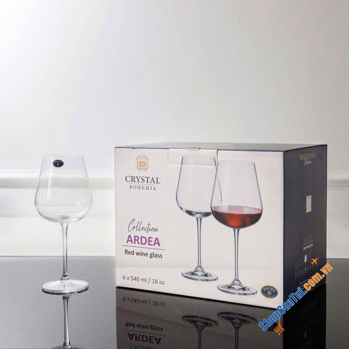 Bộ 6 ly vang đỏ Bohemia Crystal Ardea 540ml uống rượu vang siêu thích