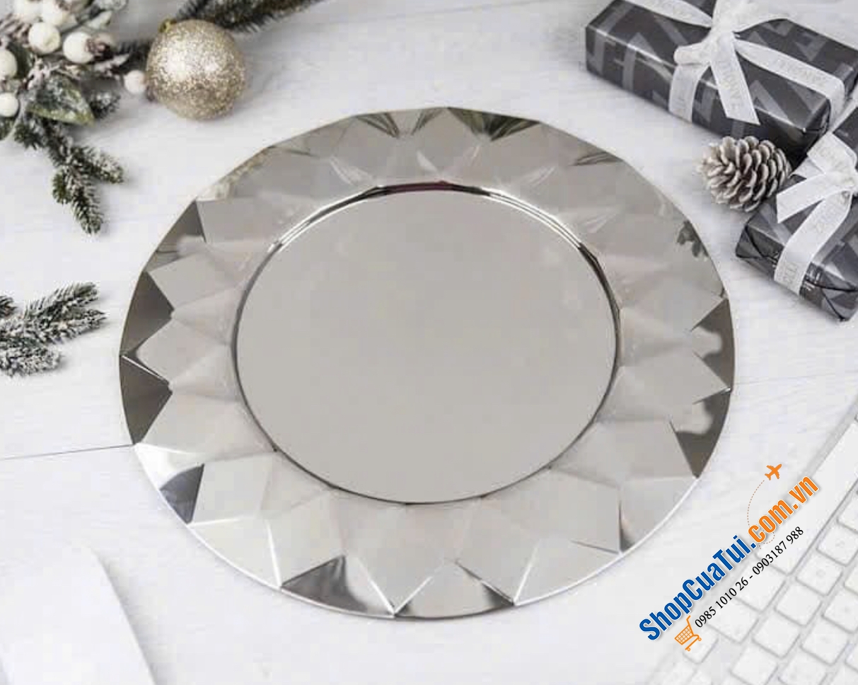 Khay Sambonet Malia Stainless 33cm - Đĩa Malia Showplate Stainless Steel Mirror Steel 33cm Sambonet hình tròn