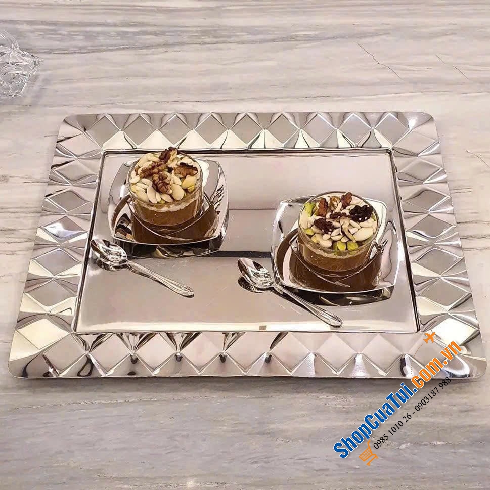 Khay Sambonet Malia Rectangular Tray 48cm x 38cm x 2cm