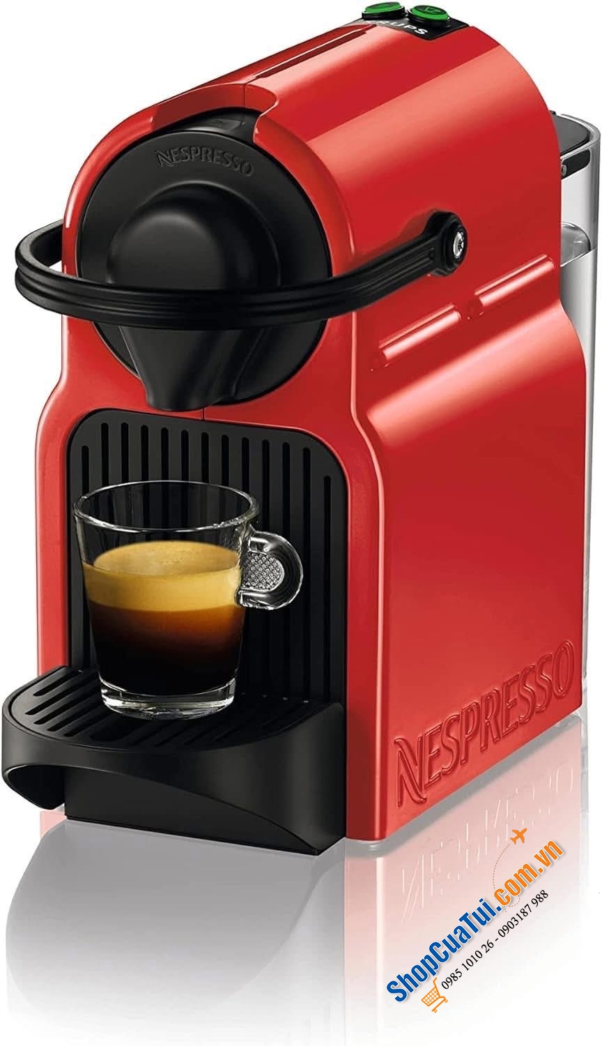 Máy pha cà phê viên nén Krups XN1005 Nespresso màu đỏ made in EU.
