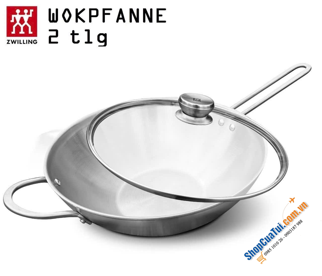 CHẢO XÀO ĐÁY LIỀN ZWILLING  TWIN NOVA III 30CM KÈM VUNG KÍNH.