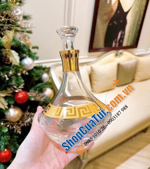 Bộ bình rượu ly Bohemia mạ vàng 24k mẫu mới nhất.