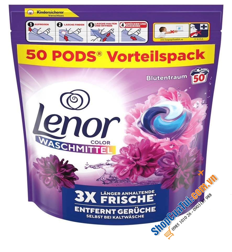 Giặt xả 3 trong 1 LENOR (nước giặt + nước xả  + hạt nước hoa).