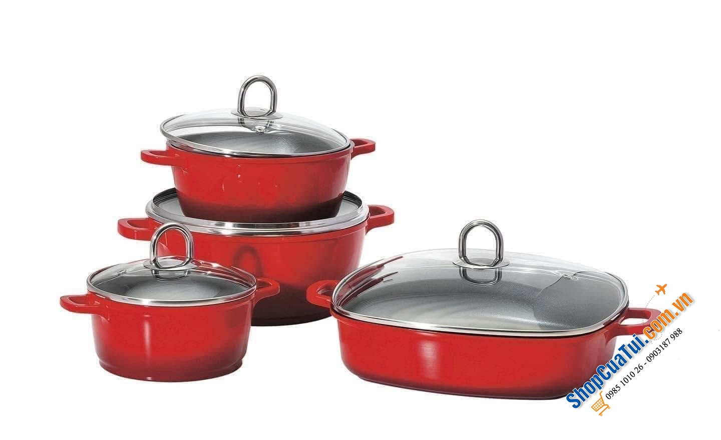 Bộ nồi 4 món KHG Verona màu đỏ.