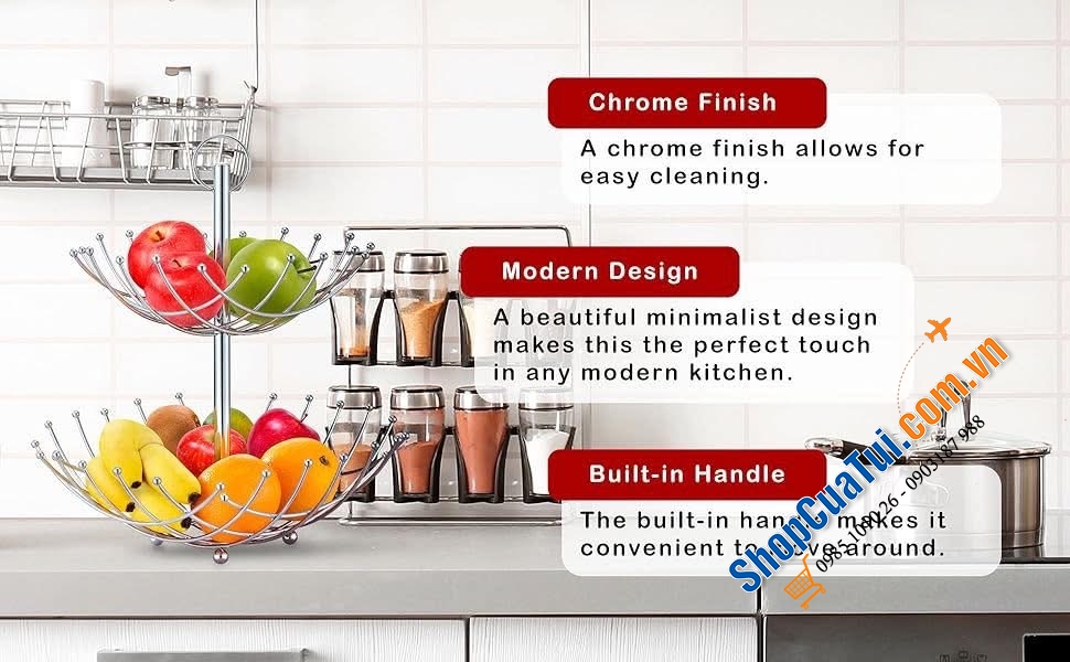 GIỎ ĐỰNG TRÁI CÂY, RAU CỦ CONCORD 2 TẦNG.