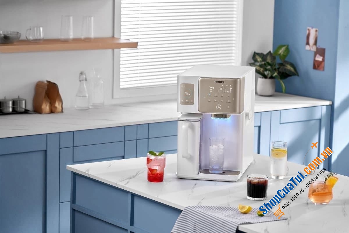 MÁY LỌC NƯỚC ĐỂ BÀN TÍCH HỢP LÀM ĐÁ.