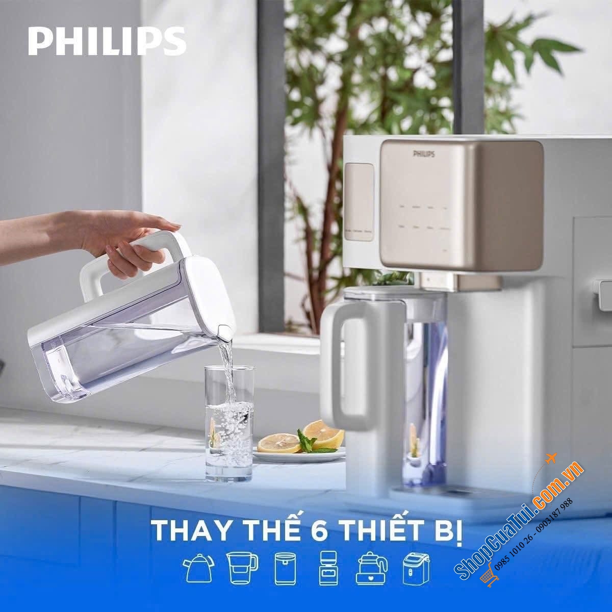 MÁY LỌC NƯỚC ĐỂ BÀN TÍCH HỢP LÀM ĐÁ.