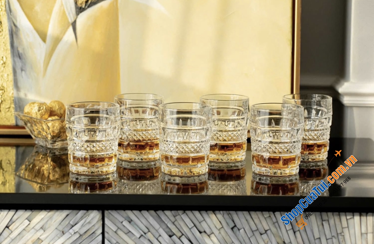 BỘ 6 CỐC WHISHEY BOHEMIA BRITTANY 240ML - Made in Czech.