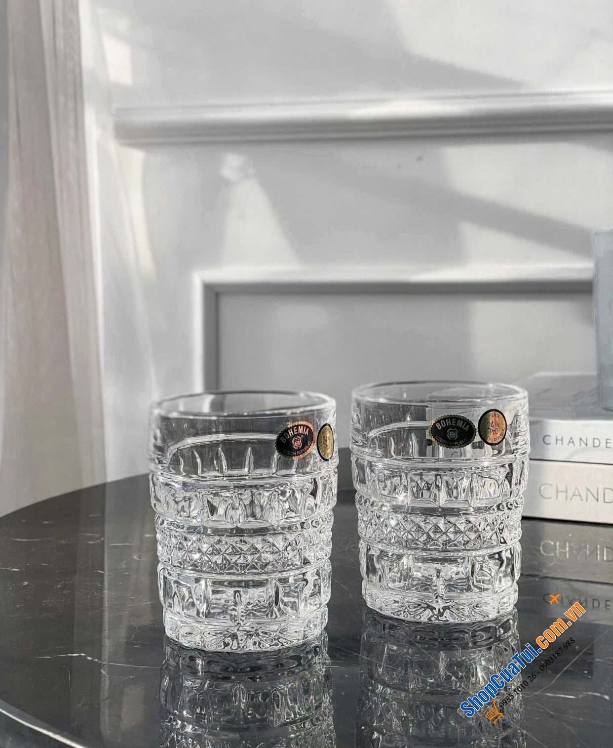 BỘ 6 CỐC WHISHEY BOHEMIA BRITTANY 240ML - Made in Czech.