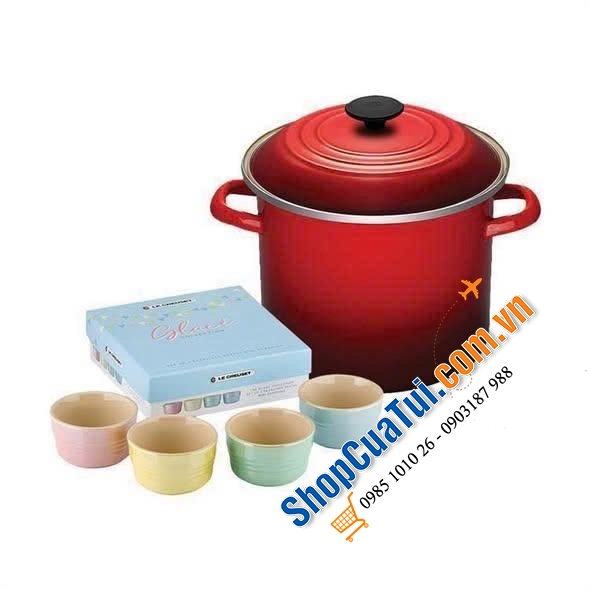 Nồi thép tráng men Le Creuset size 20cm - Made in Thailand - tặng kèm 1 set 4 hũ Ramekins nhé!