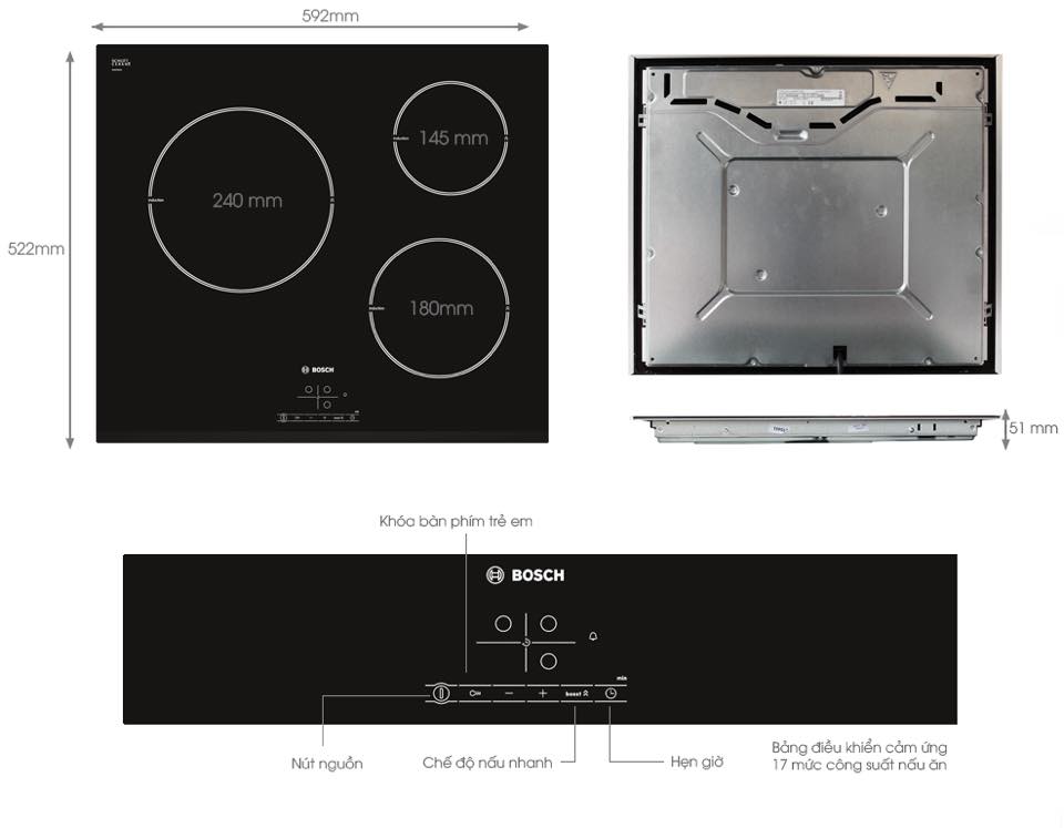 BẾP BA TỪ BOSCH - PIM631B18E
