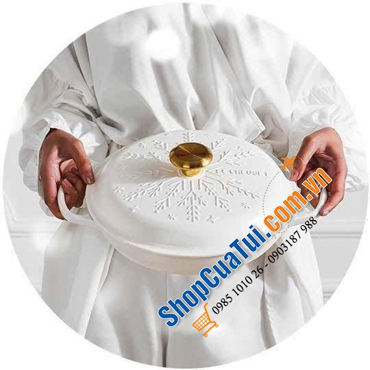 Nồi chảo Staub bông tuyết trắng 26cm.