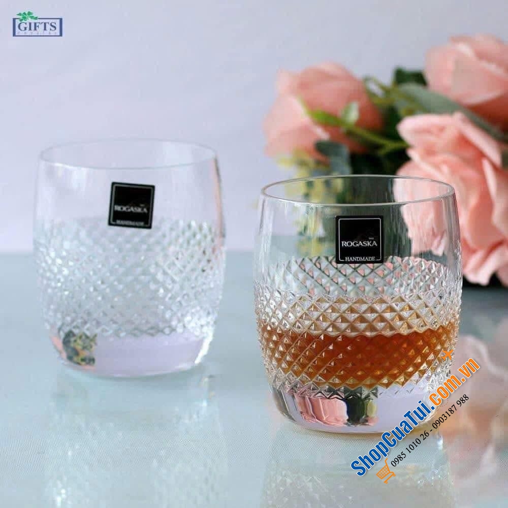Bộ 2 cốc thấp Precious Rogaska - Thương hiệu pha lê số 1 Tiệp Khắc.