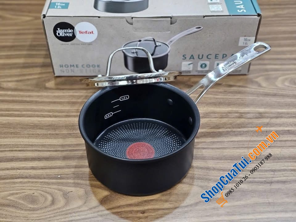 QUÁNH CHỐNG DÍNH TEFAL JAMIE OLIVER HOME COOK 16CM CÓ NẮP.