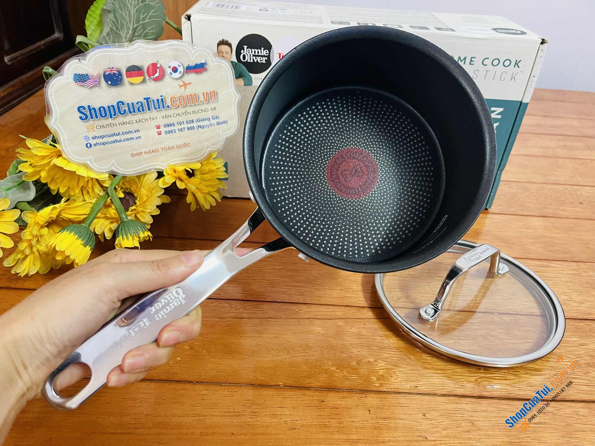QUÁNH CHỐNG DÍNH TEFAL JAMIE OLIVER HOME COOK 16CM CÓ NẮP.