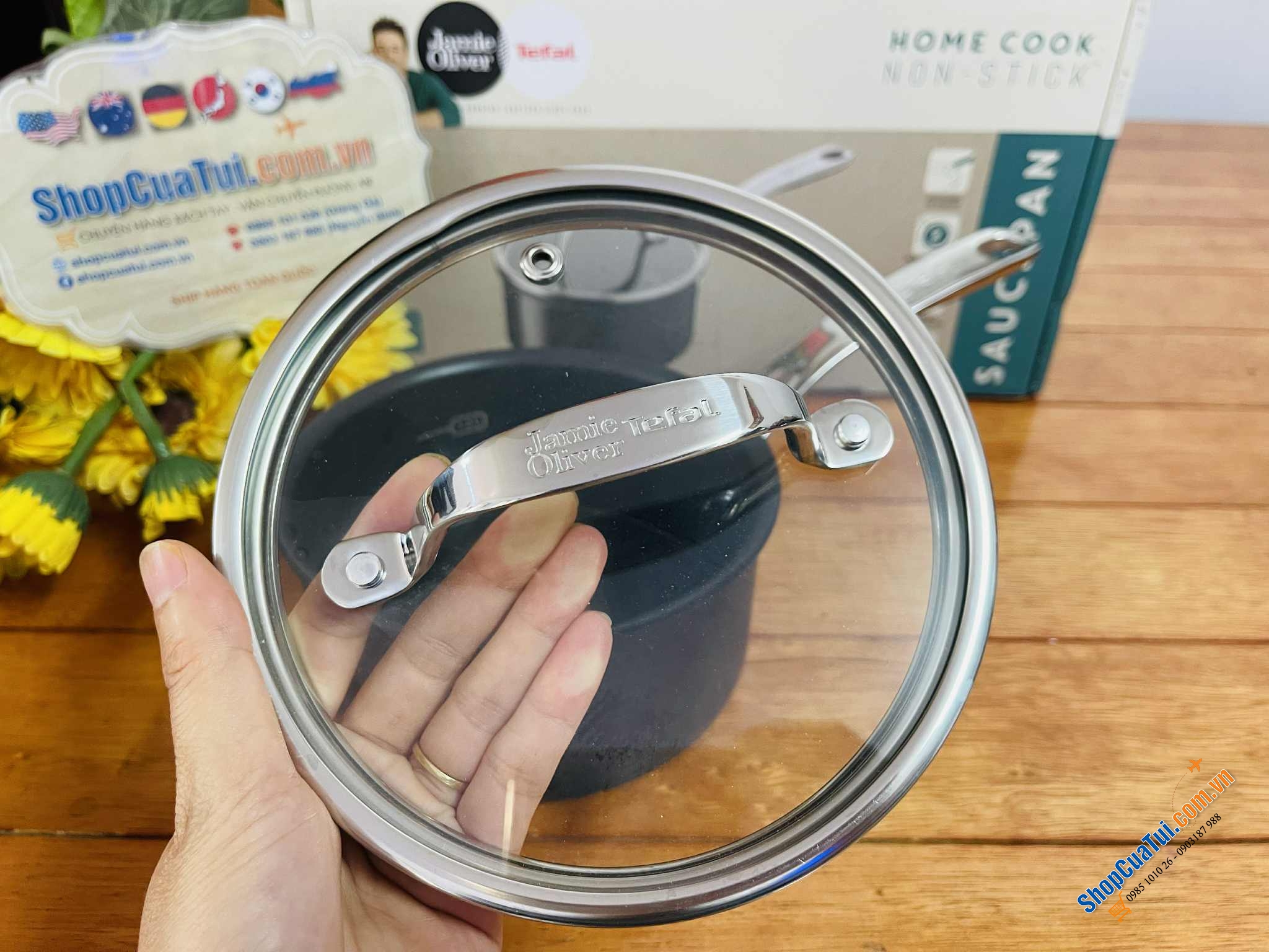 QUÁNH CHỐNG DÍNH TEFAL JAMIE OLIVER HOME COOK 16CM CÓ NẮP.