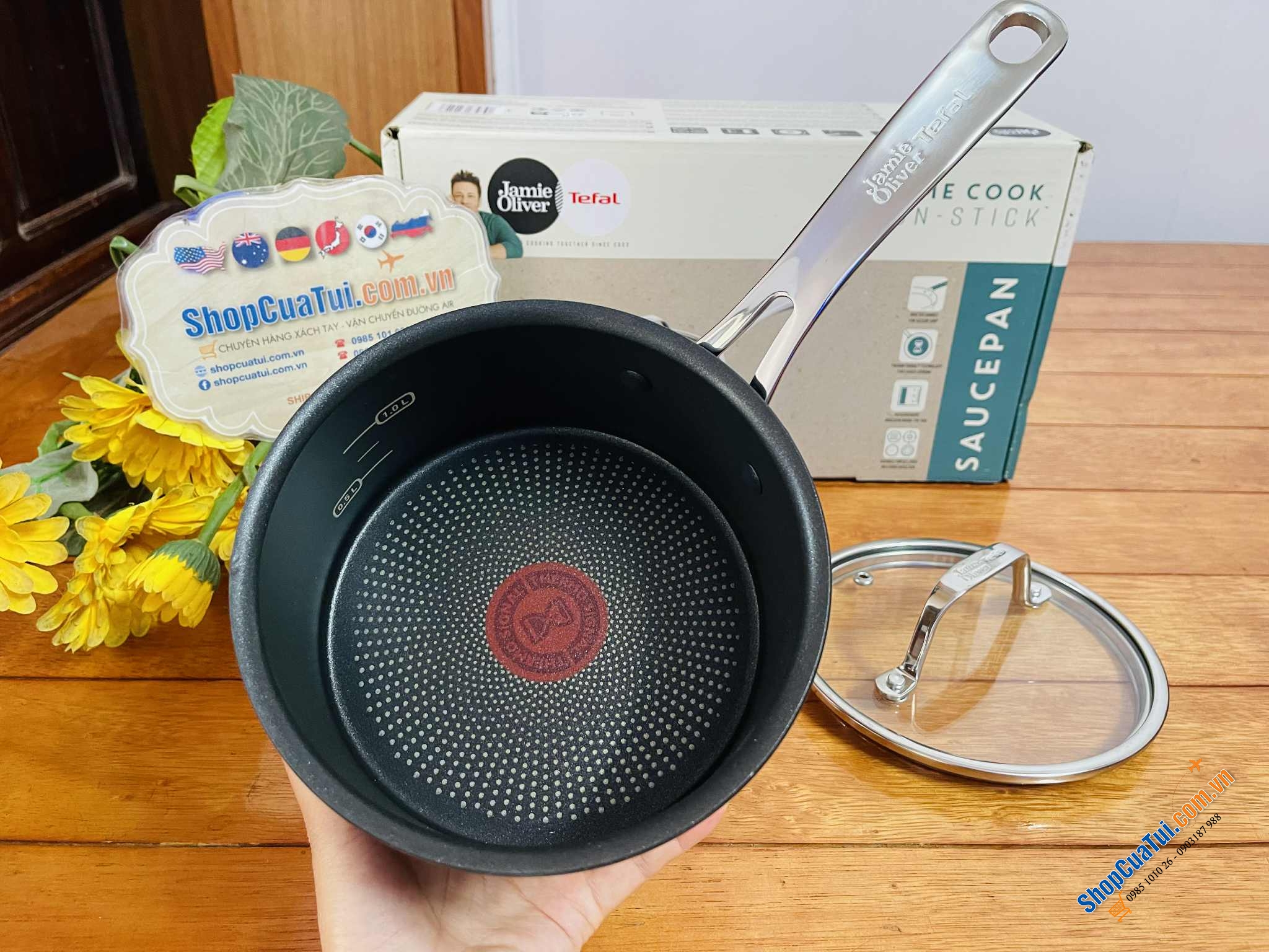 QUÁNH CHỐNG DÍNH TEFAL JAMIE OLIVER HOME COOK 16CM CÓ NẮP.