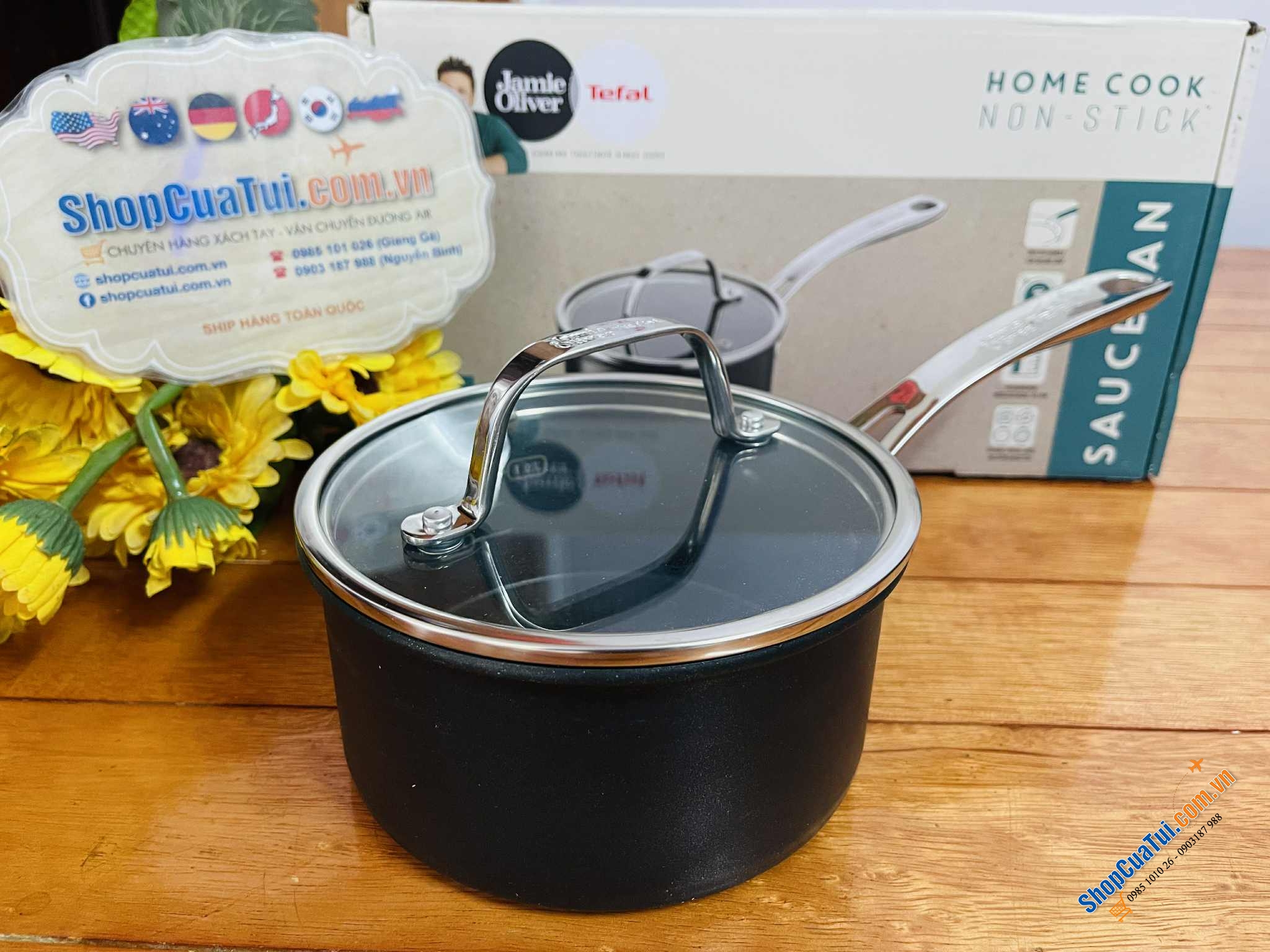 QUÁNH CHỐNG DÍNH TEFAL JAMIE OLIVER HOME COOK 16CM CÓ NẮP.