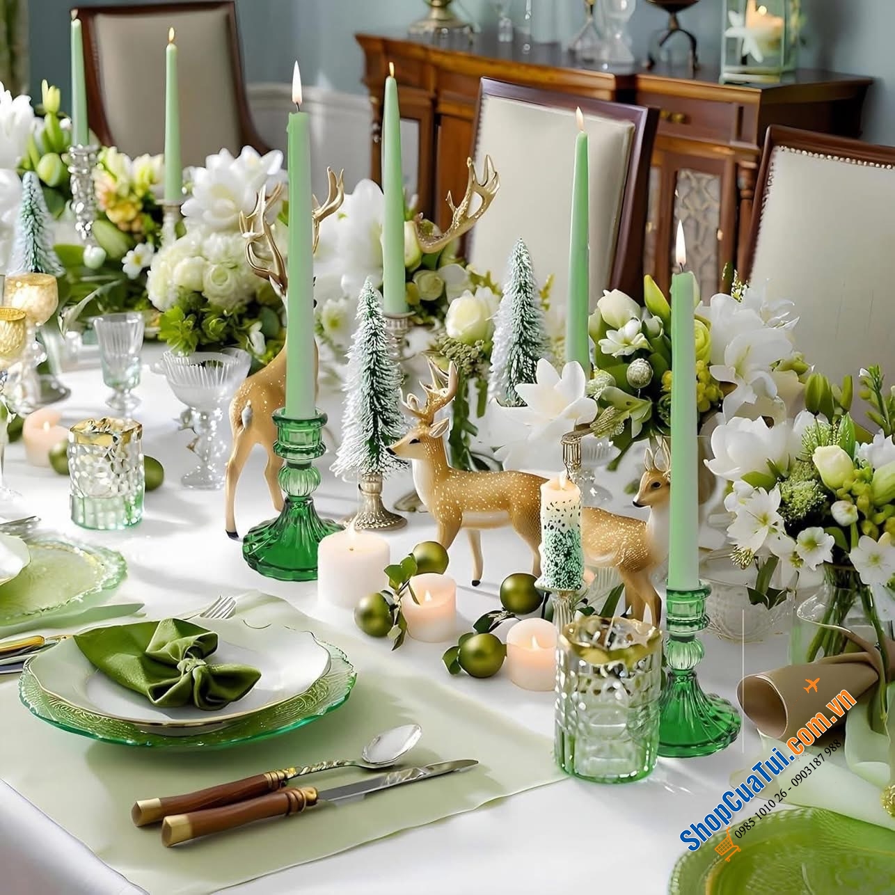 Bộ 6 chân nến Kanpura màu: đỏ, hồng, vàng, xanh lá, trắng.