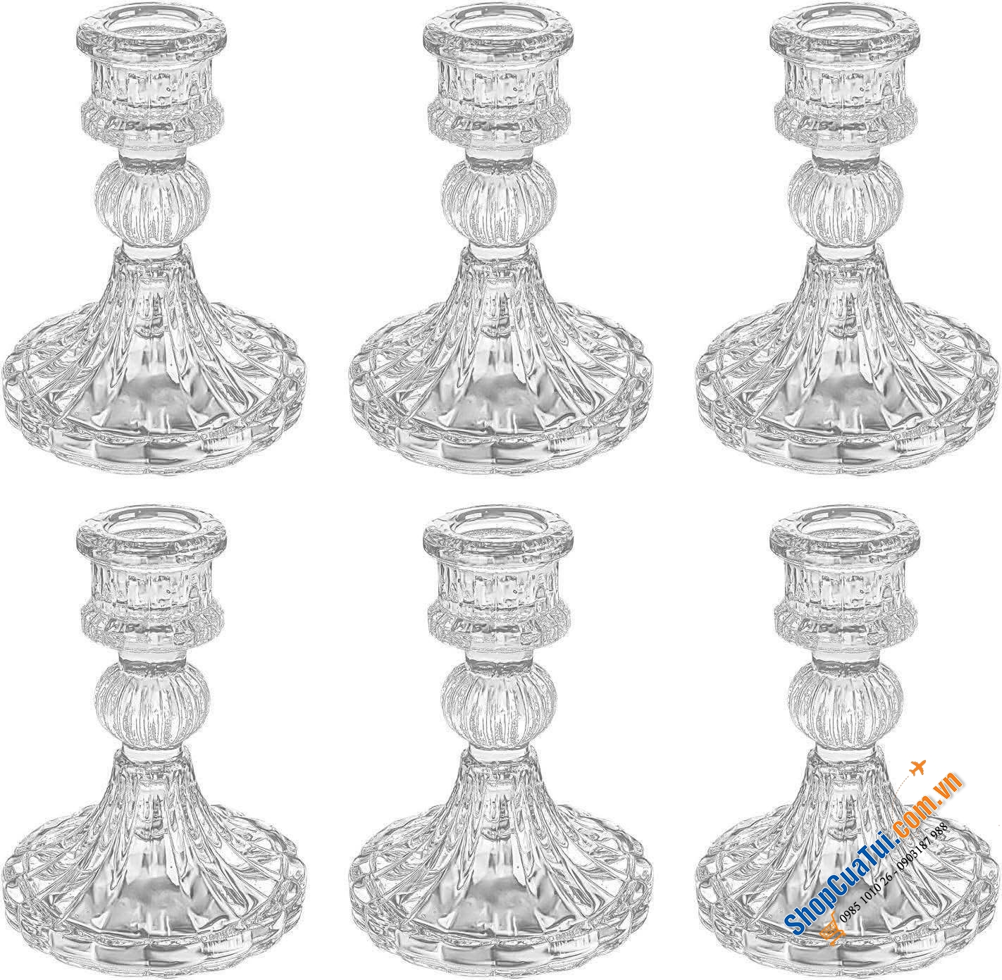 Bộ 6 chân nến Kanpura màu: đỏ, hồng, vàng, xanh lá, trắng.