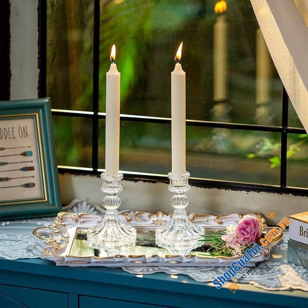 Bộ 6 chân nến Kanpura màu: đỏ, hồng, vàng, xanh lá, trắng.