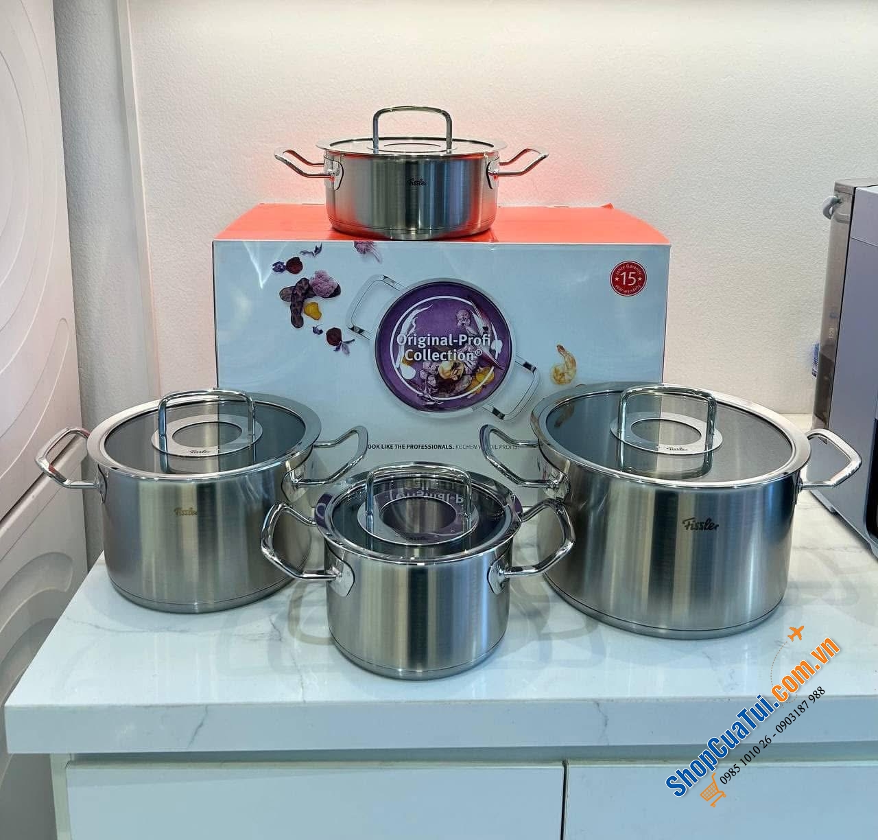 Bộ nồi Fissler Original Profi set 4 món vung kính - Made in Germany.