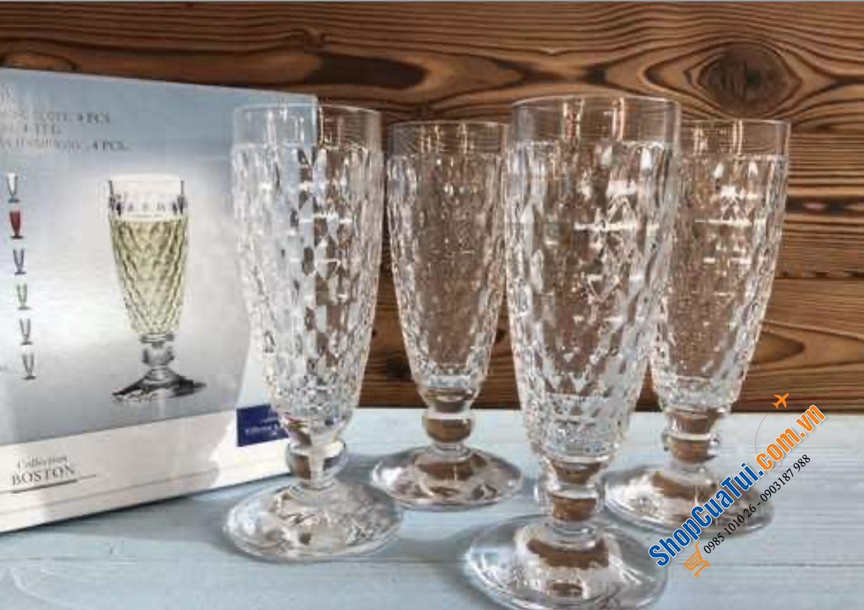 Sét 4 ly sâm panh Champagne Villeroy Boch Boston 145ml  - Made in Germany