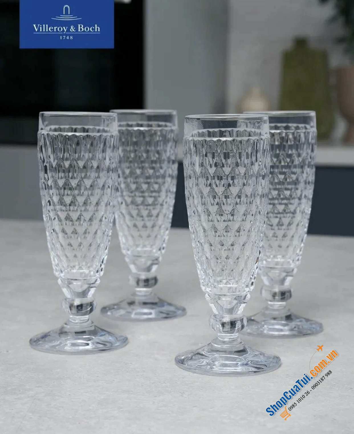 Sét 4 ly sâm panh Champagne Villeroy Boch Boston 145ml  - Made in Germany