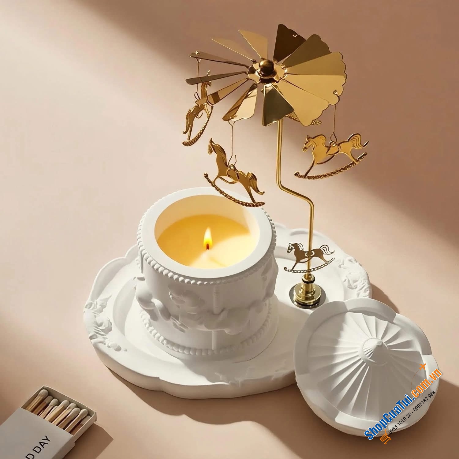 Sét nến thơm kèm giá đỡ nến xoay cao cấp.