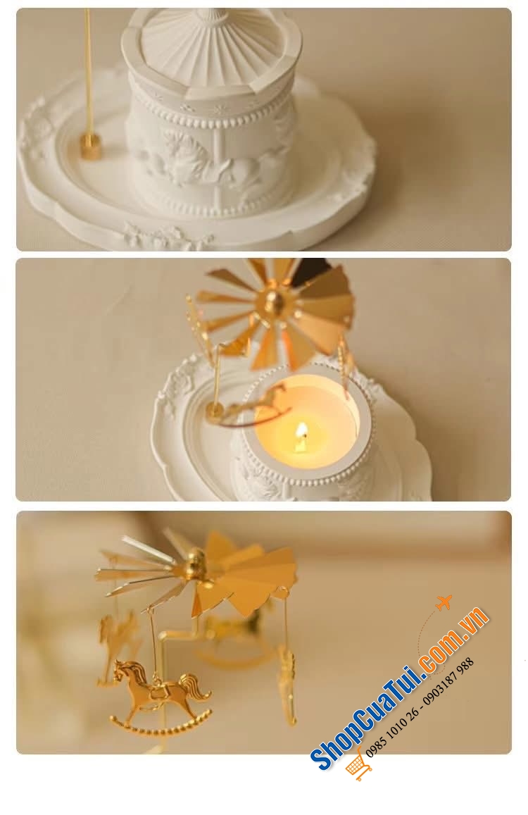 Sét nến thơm kèm giá đỡ nến xoay cao cấp.