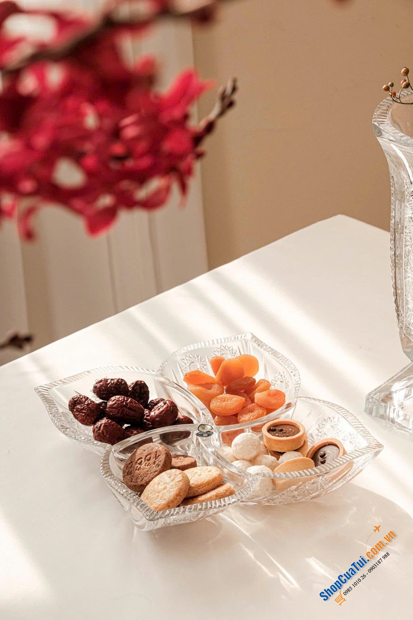 Đĩa Mứt 4 Cánh Hoa Bohemia M57 30cm.