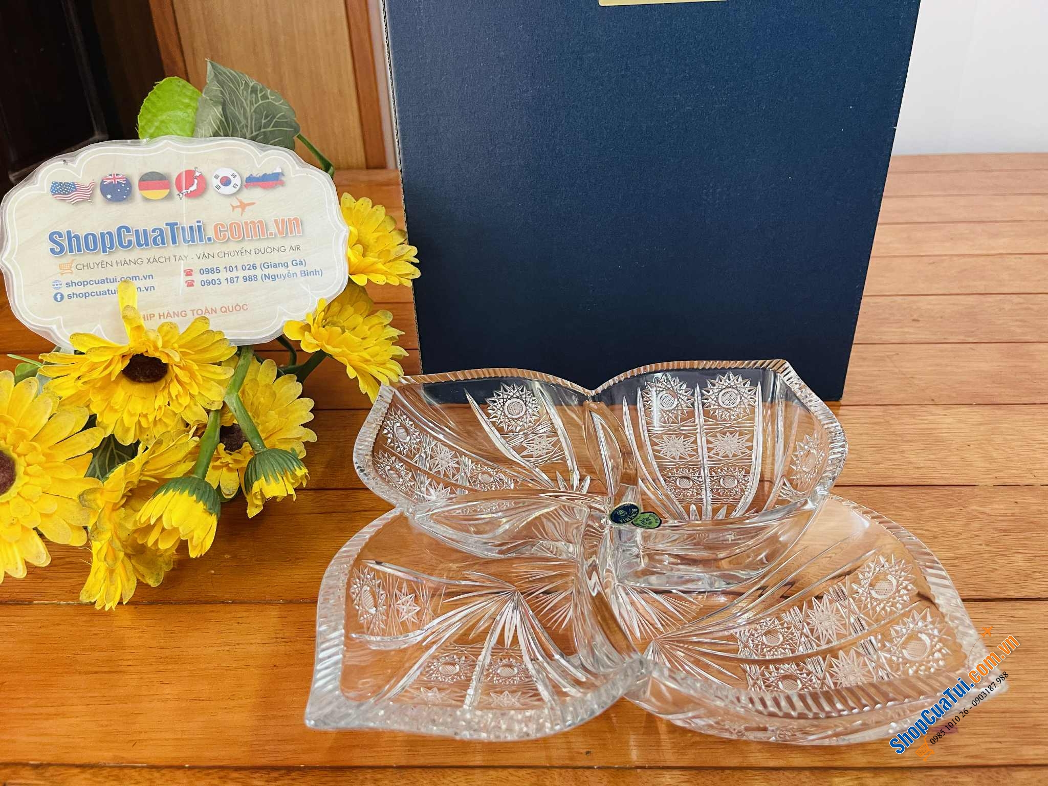 Đĩa Mứt 4 Cánh Hoa Bohemia M57 30cm.