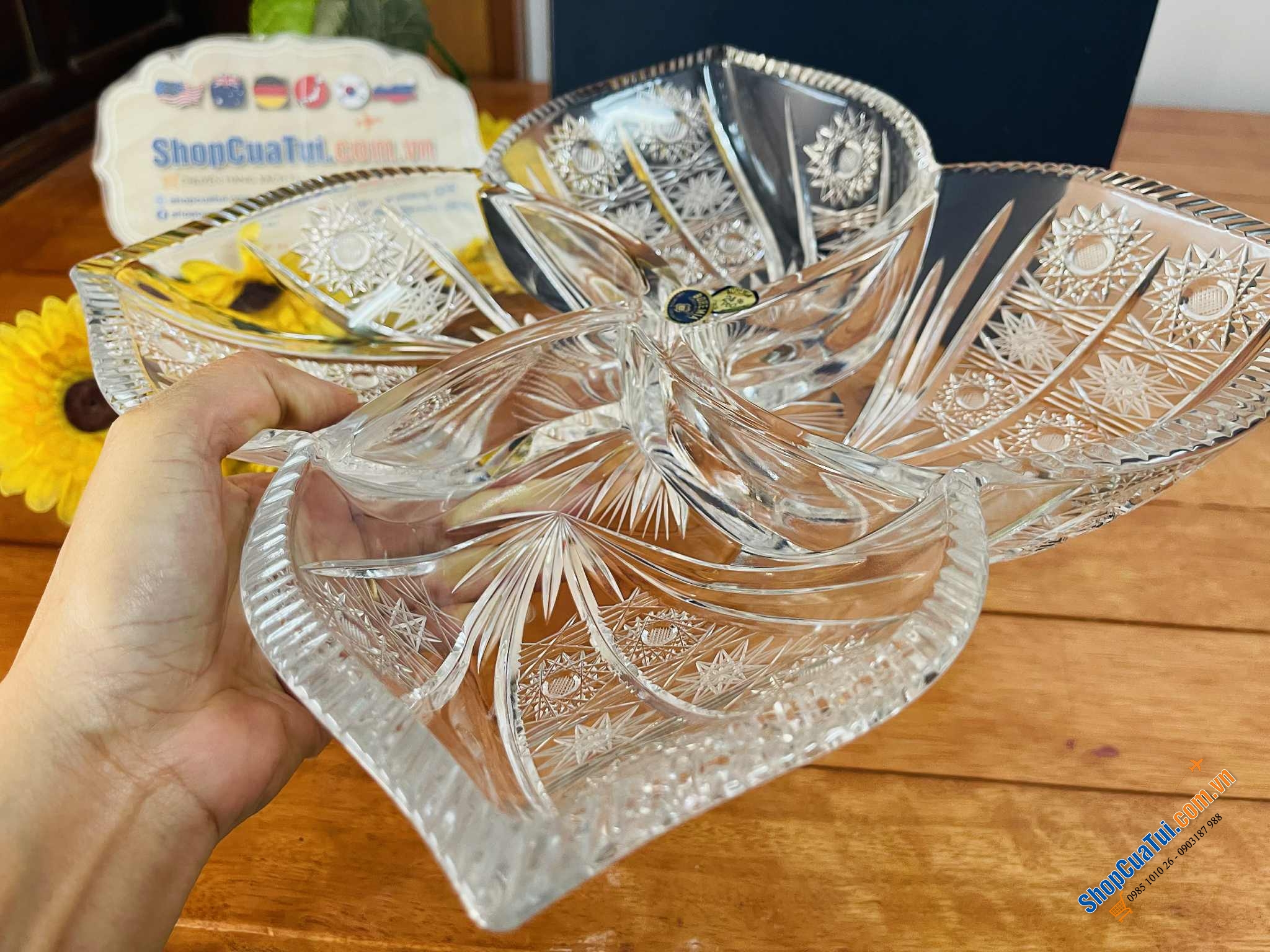 Đĩa Mứt 4 Cánh Hoa Bohemia M57 30cm.