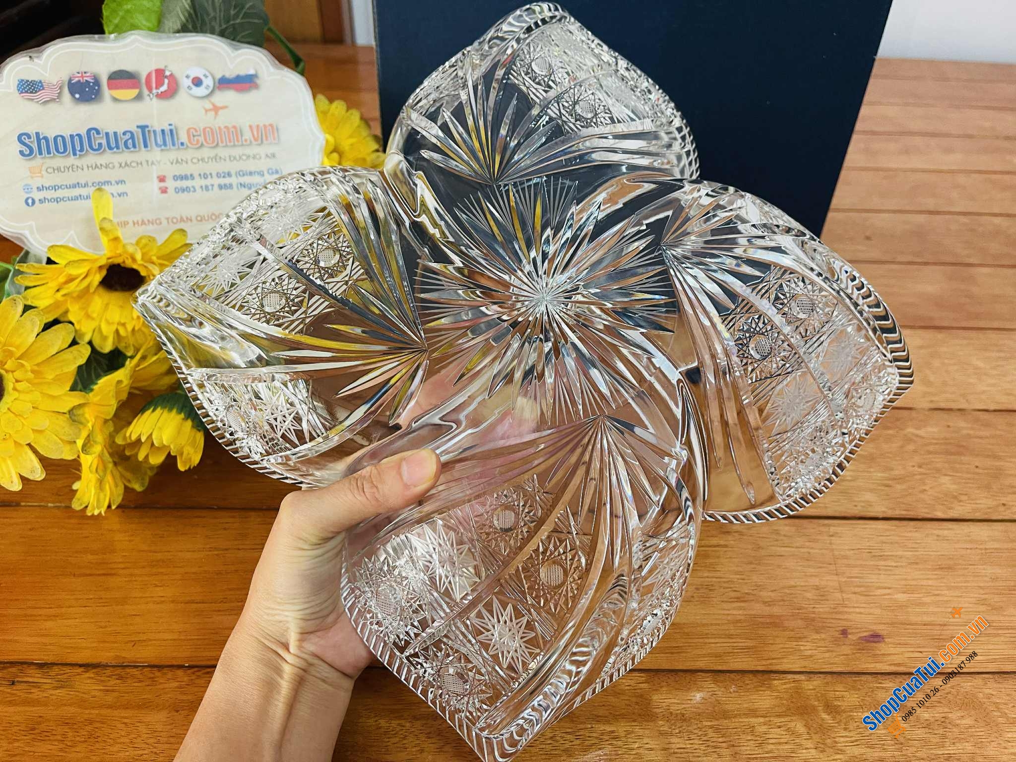 Đĩa Mứt 4 Cánh Hoa Bohemia M57 30cm.