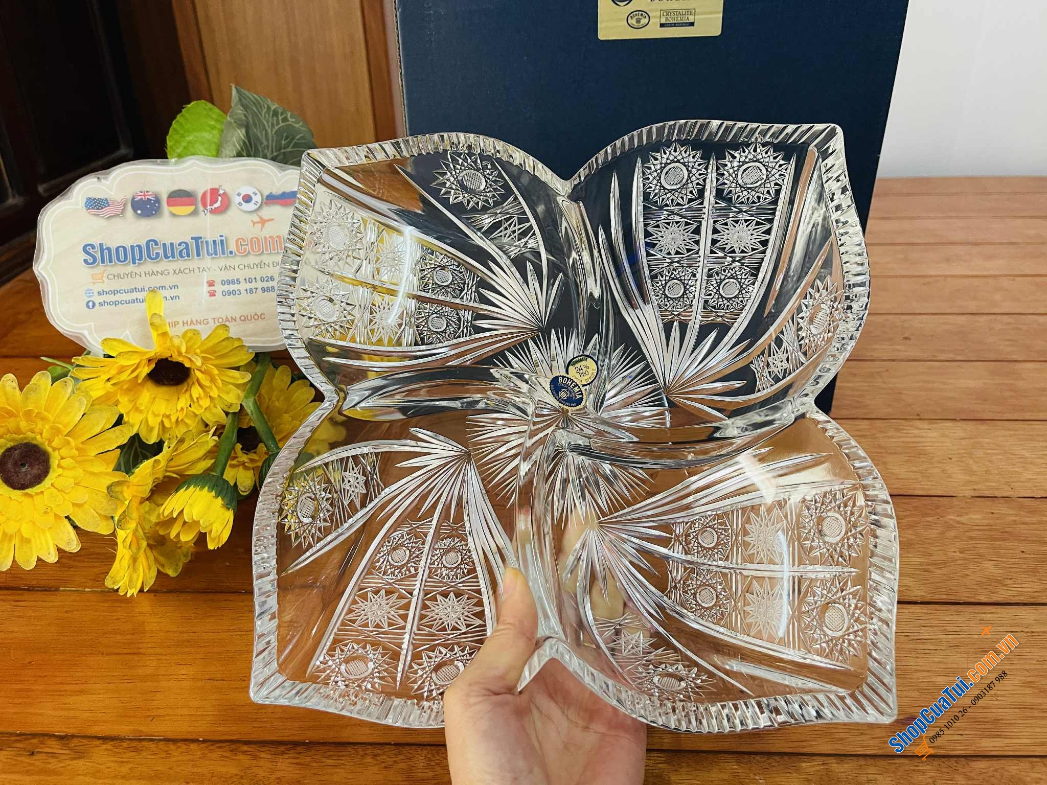 Đĩa Mứt 4 Cánh Hoa Bohemia M57 30cm.