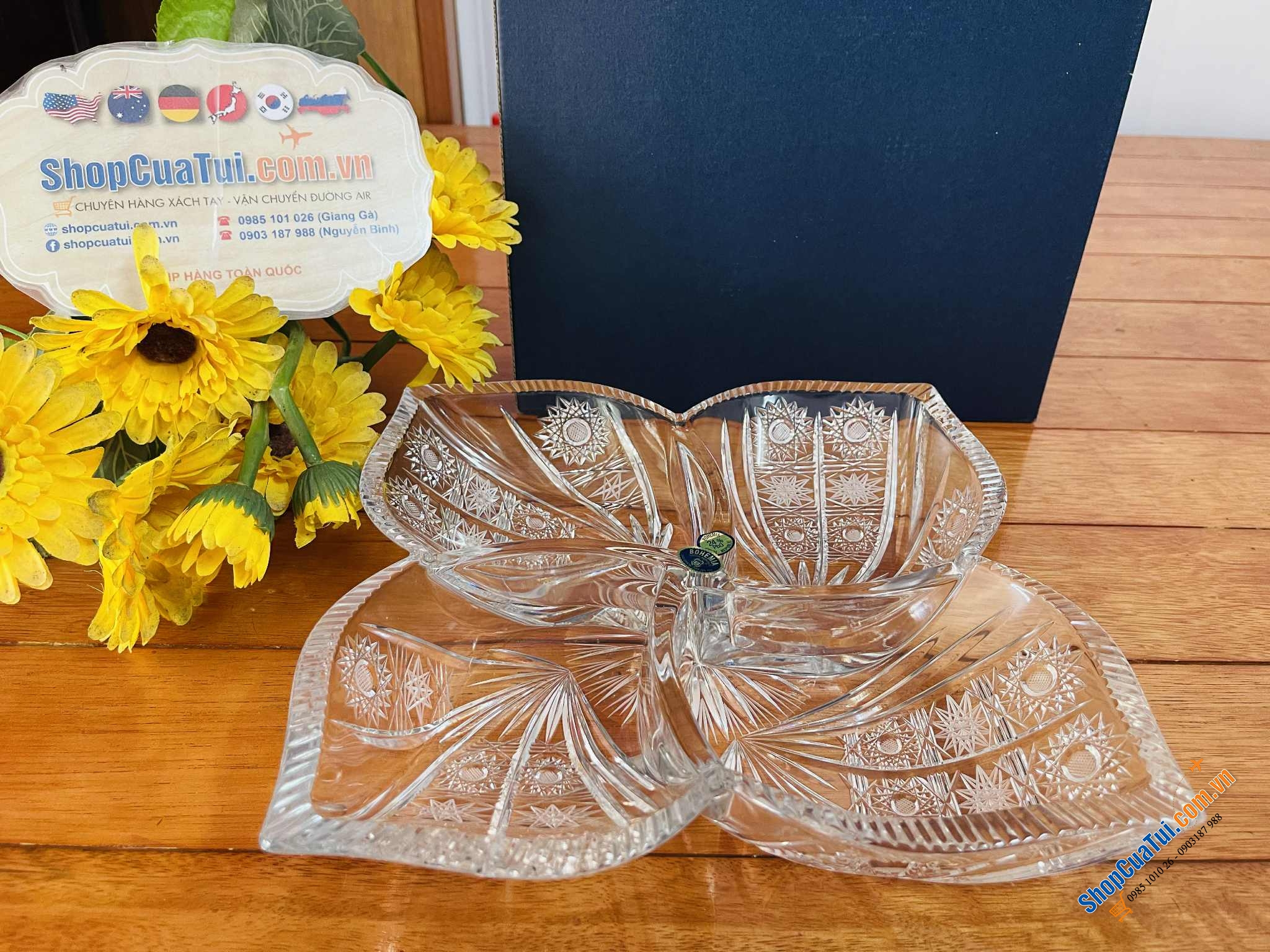 Đĩa Mứt 4 Cánh Hoa Bohemia M57 30cm.