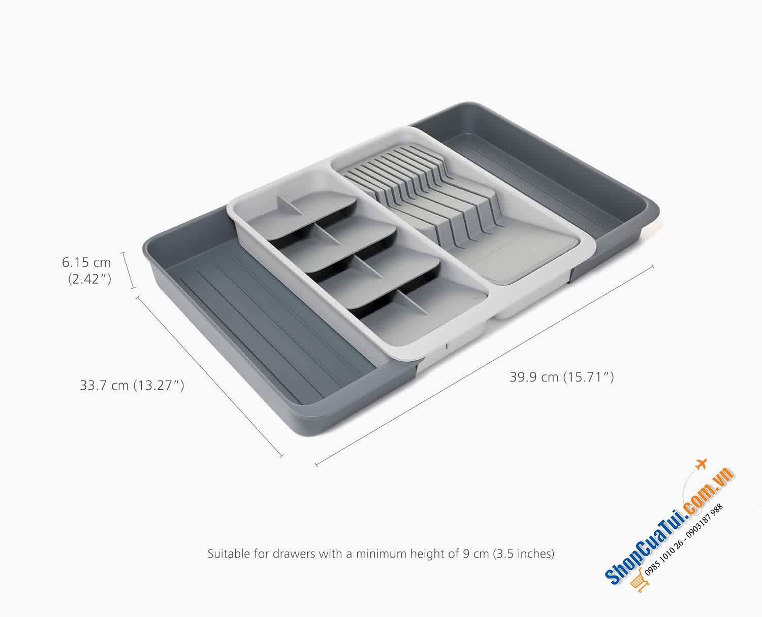 Khay đựng dao muỗng nĩa và cắm dao hộc kéo nhà bếp có thể mở rộng DrawerStore Joseph Joseph 8500015.
