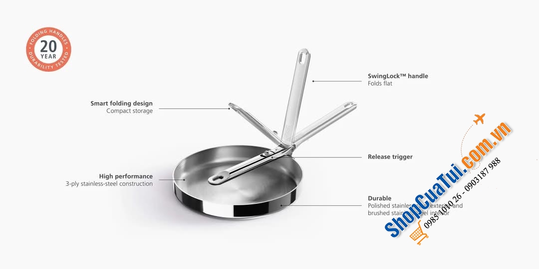 Chảo thép Inox Joseph Joseph 24cm 1000025.