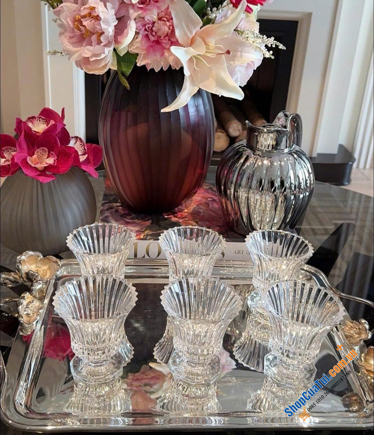 Set 6 Ly  pha lê Rogaska Windsor.