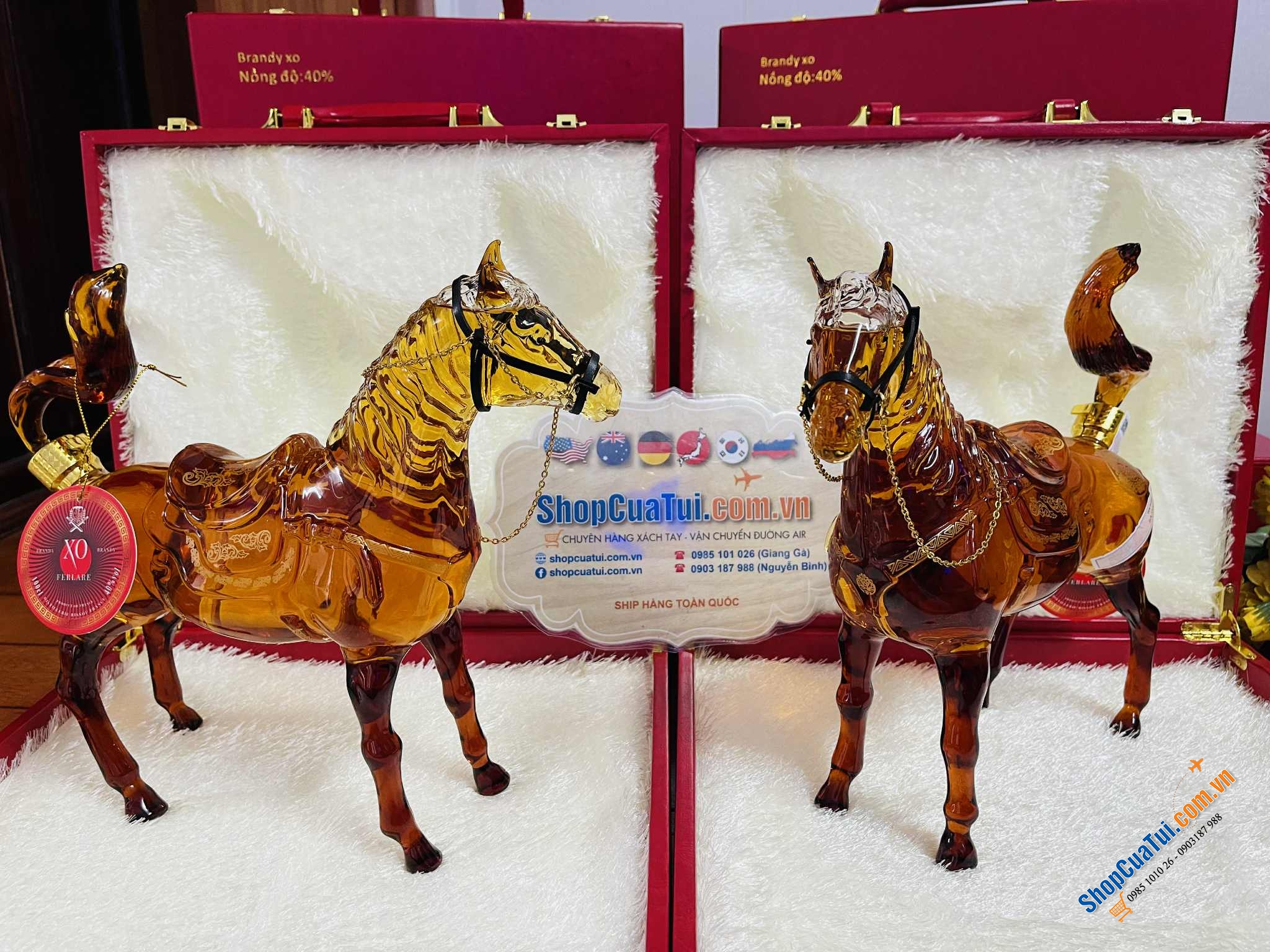 RƯỢU NGỰA PHONG THUỶ 1 LÍT - mã đáo thành công – sức mạnh, tốc độ và danh vọng, quà tết Giáp Ngọ 2026 tài lộc, thăng tiến (mẫu hộp nỉ)