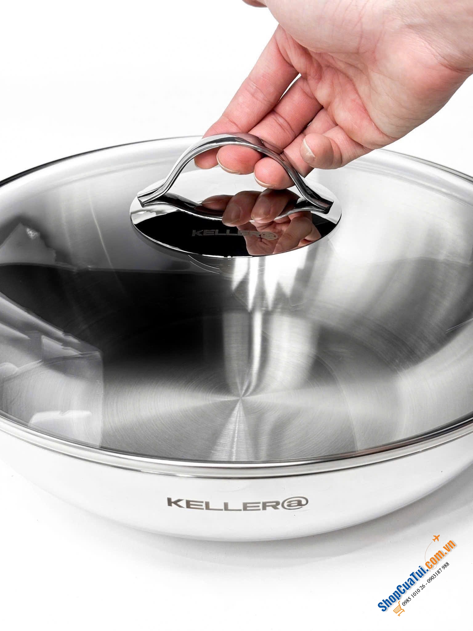 Chảo inox sâu lòng KELLER WOK PAN 32cm có nắp – sâu lòng, đa năng, bền mãi