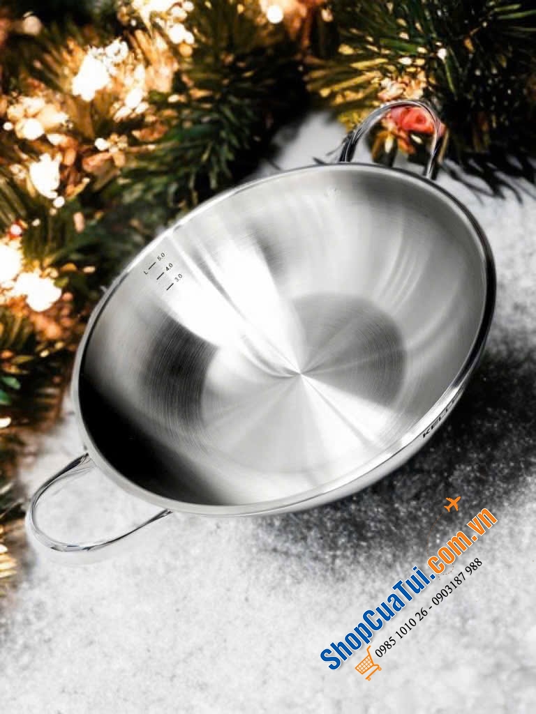 Chảo inox sâu lòng KELLER WOK PAN 32cm có nắp – sâu lòng, đa năng, bền mãi