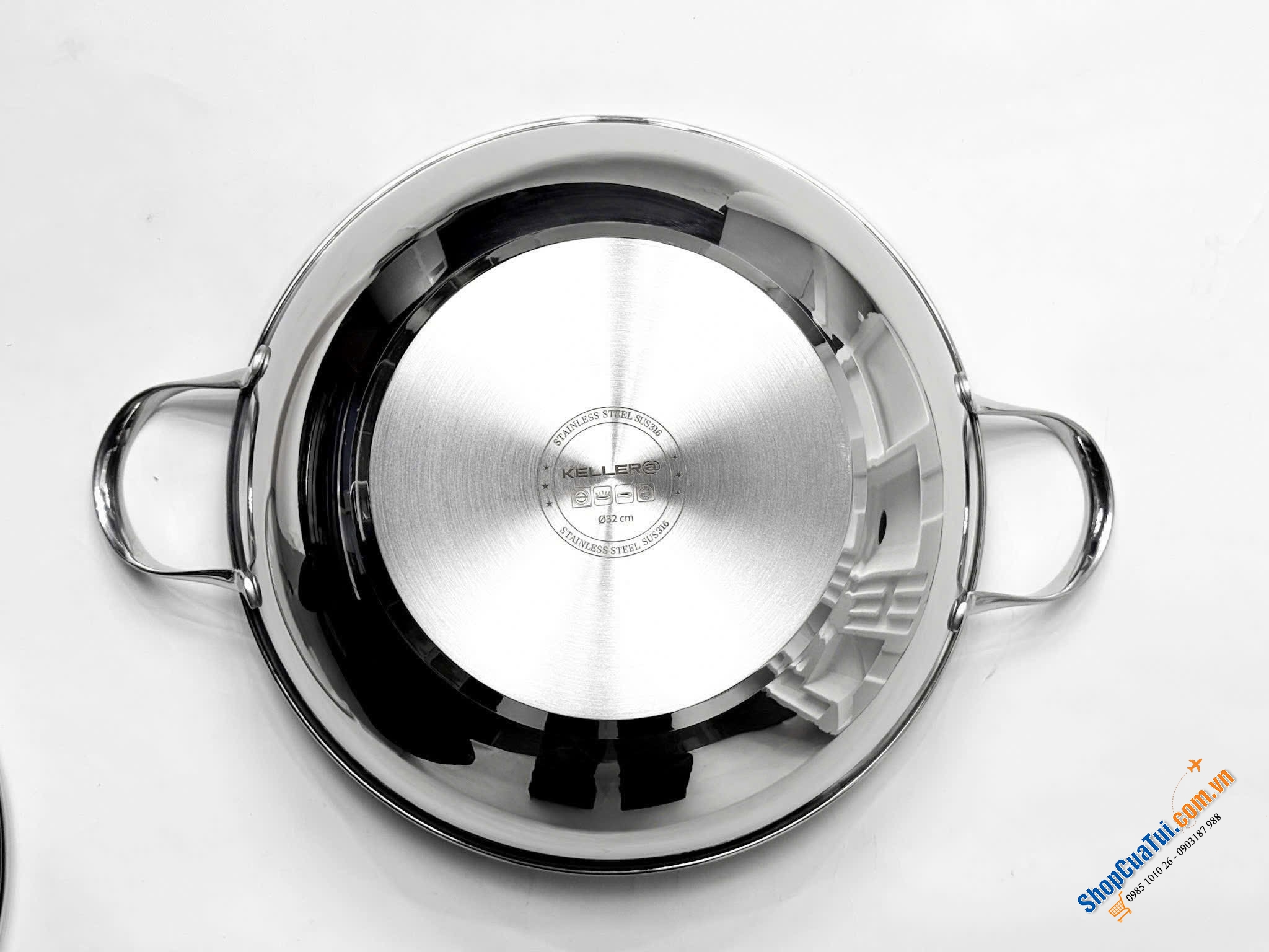 Chảo inox sâu lòng KELLER WOK PAN 32cm có nắp – sâu lòng, đa năng, bền mãi