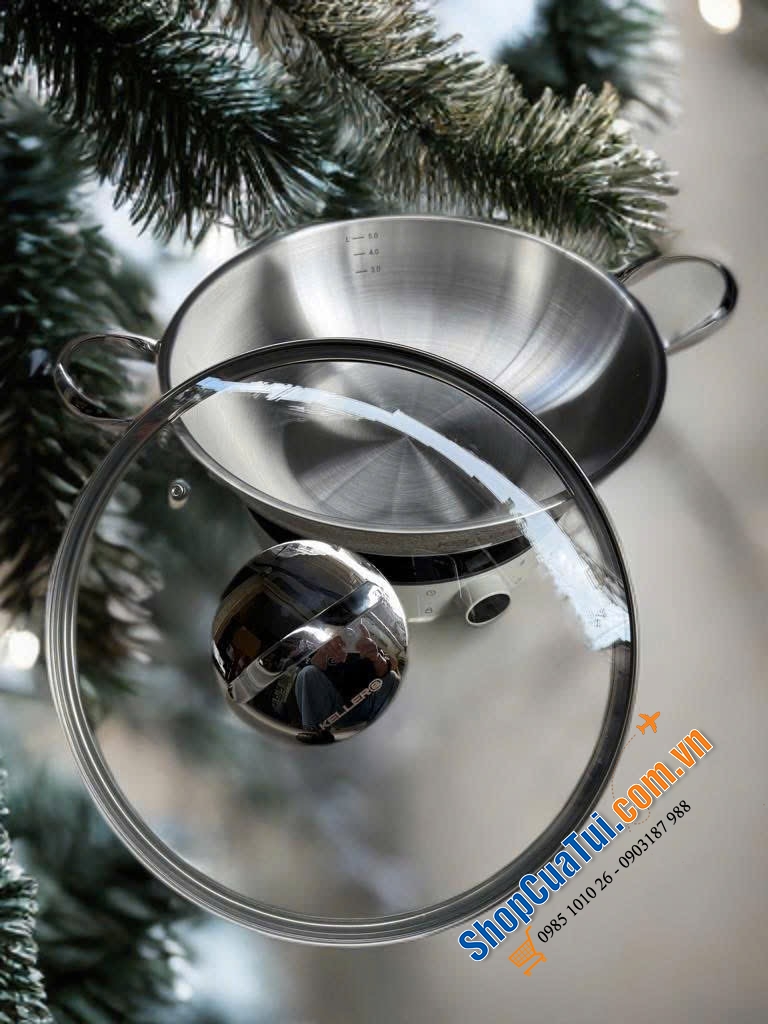 Chảo inox sâu lòng KELLER WOK PAN 32cm có nắp – sâu lòng, đa năng, bền mãi