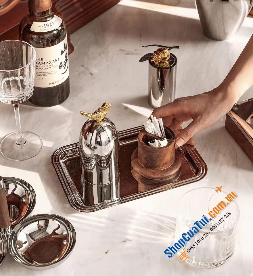 Hộp tăm Kiskim hình quả lựu & Hộp tăm Kiskim 2 ngăn hình chim.