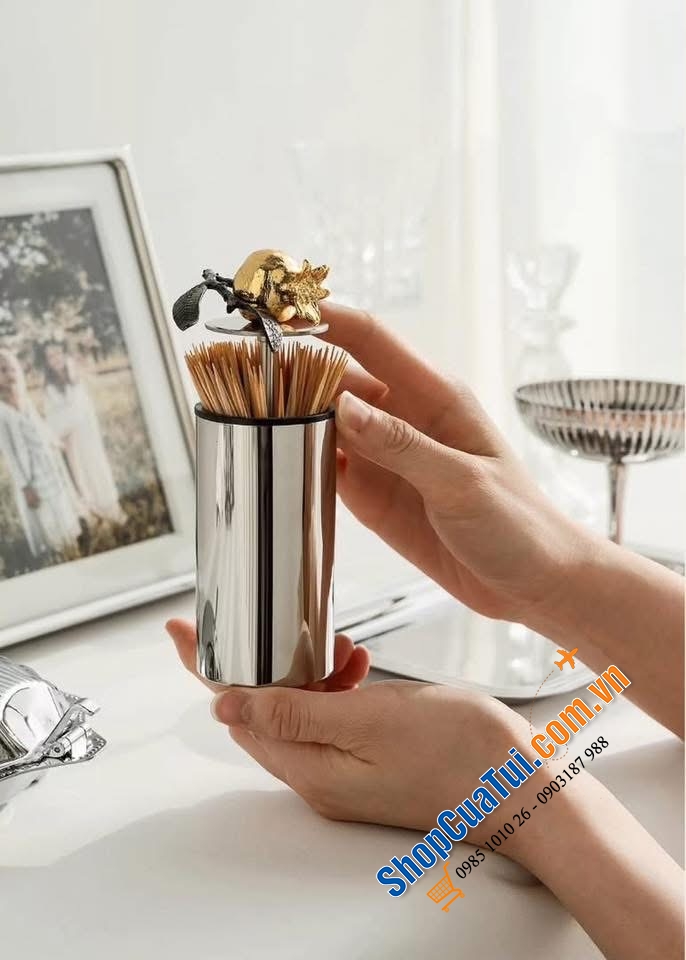 Hộp tăm Kiskim hình quả lựu & Hộp tăm Kiskim 2 ngăn hình chim.