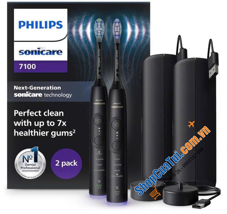 Set 2 Bàn chải điện Philips 7100 Sonicare HX7429/03.