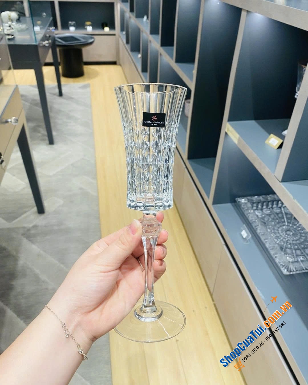 Sét 6 Ly và cốc uống rượu Lady Diamond - Made in France.