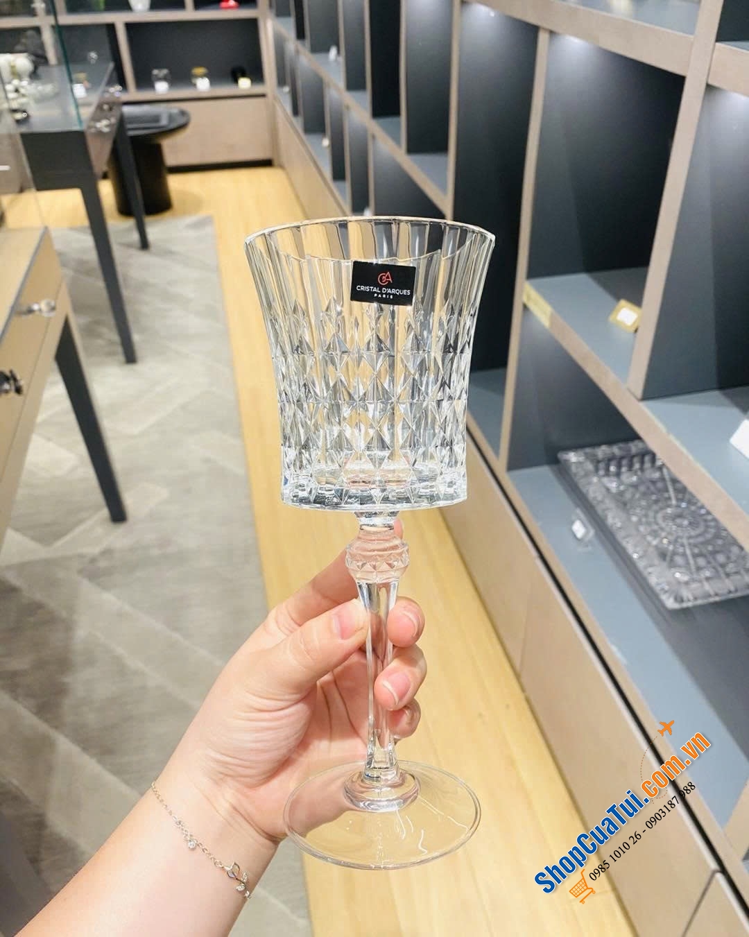 Sét 6 Ly và cốc uống rượu Lady Diamond - Made in France.