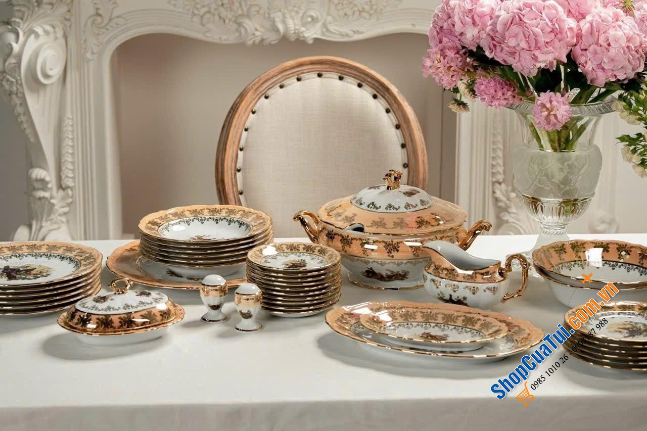 Bộ Đồ Ăn Mạ Vàng Tiệp ROYAL CZECH PORCELAIN.